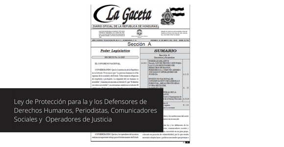 Ley de Protección para la y los Defensores de Derechos Humanos, Periodistas, Comunicadores Sociales y Operadores de Justicia